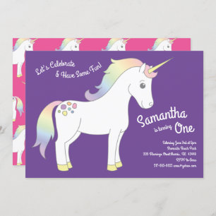 Invitation Unicorn Pastel Rainbow 1er anniversaire