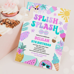 Invitation Unicorn Pool Party Tropical Summer Pool Anniversai
