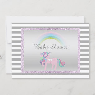 Invitation Unicorn Purple argent unicorn baby shower