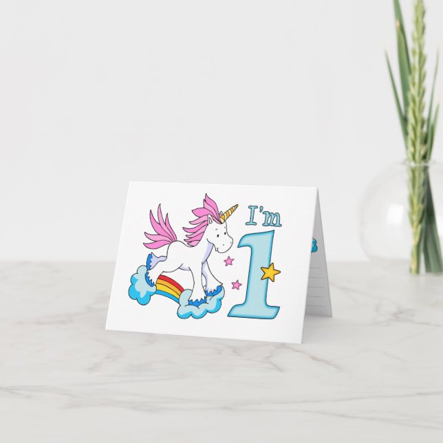 Invitation Unicorn Rainbow 1er Anniversaire Renouvellement In (Devant)