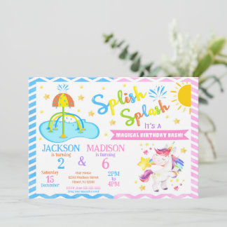 Invitation Unicorn & Splash Pad Joint Birthday | Water Park