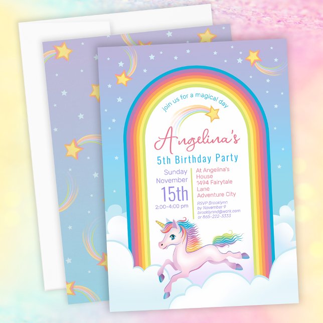 Invitation Unicorne 5e fête d'anniversaire (Créateur téléchargé)