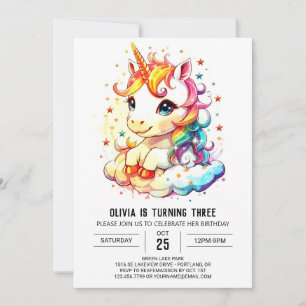 Invitation Unicorne en ligne Anniversaire Splendor