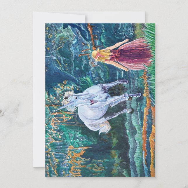Invitation Unicorne et fille (Devant)