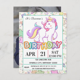 Invitation Unicorne fête d'anniversaire