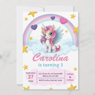 Invitation Unicorne fête d'anniversaire
