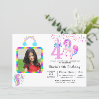 Invitation Unicorne modifiable fête d'anniversaire