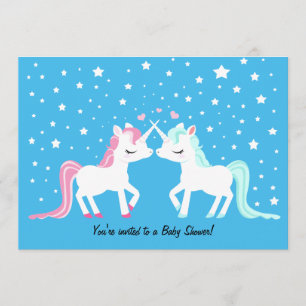 Invitation Unicornes en baby shower d'amour