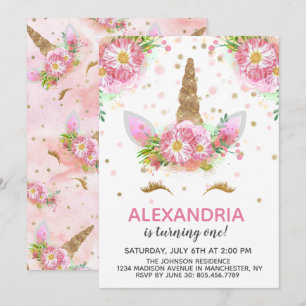 Invitation Unicornes en fleurs