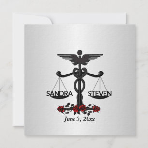 Invitation Union de droit et de médecine Rose rouge