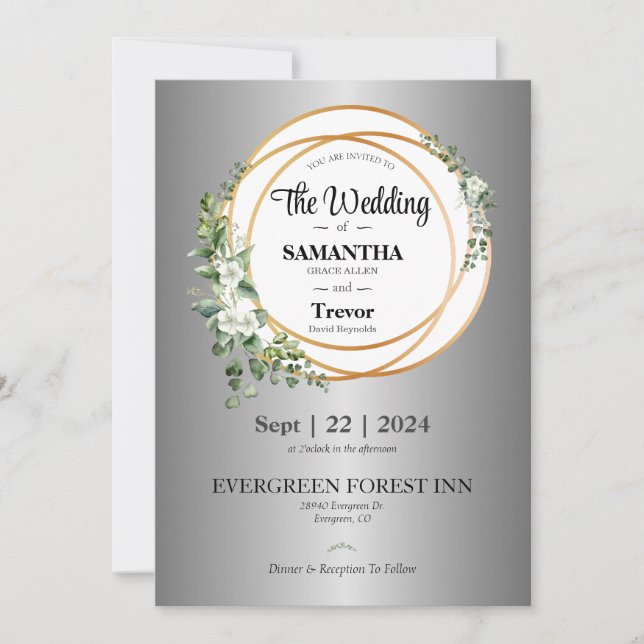 Invitation Union d'or : Célébration de l'amour et de l'engage (Devant)