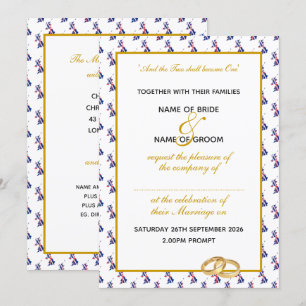 Invitation Union Jack UK élégant avec Mariage de script or