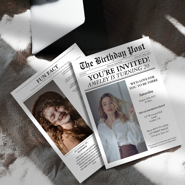Invitation Unique 20e anniversaire de la fête Journal Couvert (Créateur téléchargé)