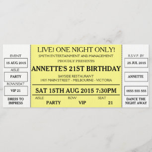 Invitation Unique Anniversaire (Billet Concert Sty