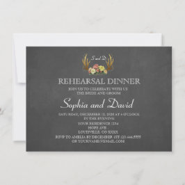 Invitation Unique Antlers Floral Mariage REHEARSAL DINNER
