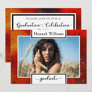 Invitation Unique, artistique bordure avec photo de fin d'étu
