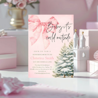 Invitation Unique Bow Girl's Baby Shower in the Winter
