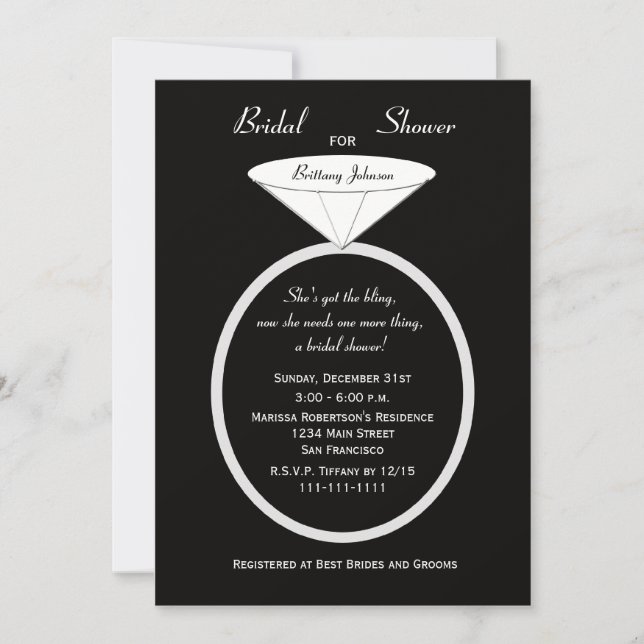 Invitation unique de douche nuptiale — Anneau uniq (Devant)