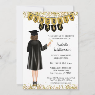 Invitation unique de remise des diplômes Cheveux B