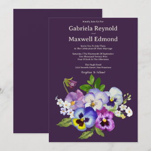Invitation Unique Elegant Aquarelle Pansy Mariage