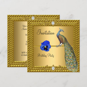 Invitation Unique et Élégante Gold et Peacock
