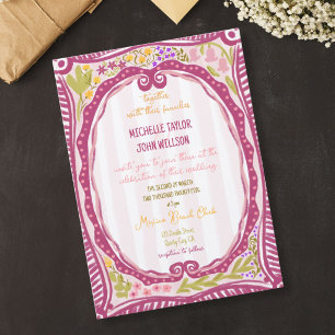 Invitation Unique Floral Fantaisiste Moulin à Main Dessiné