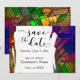 Invitation Unique, Gras, Colorée Géométrique "Enregistrer la 