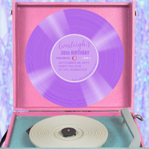 Invitation Unique Lilac Purple Vinyl Record Anniversaire