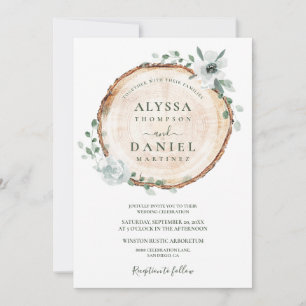 Invitation Unique Mariage d'aquarelle en bois rustique