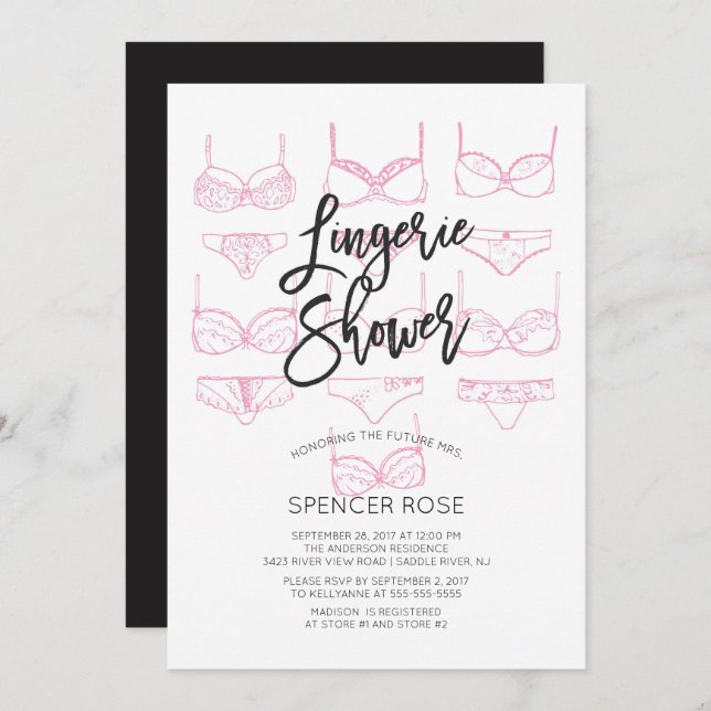 Invitation Unique Moderne Lingerie Douche (Devant / Derrière)