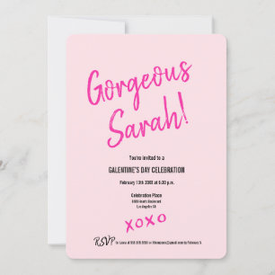 Invitation Unique personnalisable XOXO Pink Galentine's Day