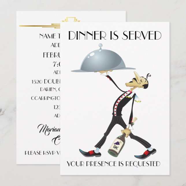 Invitation unique pour dîner / rassemblement (Devant / Derrière)