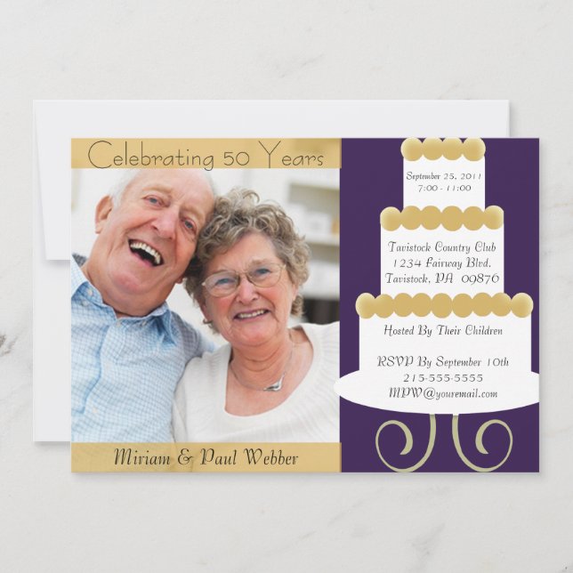 Invitation unique pour le 50e anniversaire avec ph (Devant)