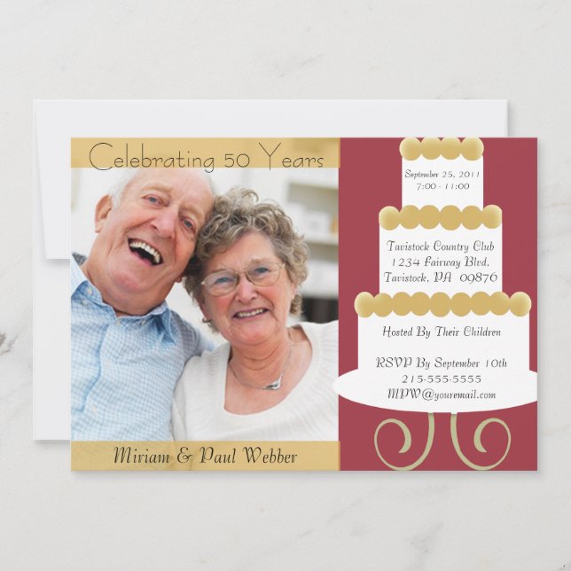 Invitation unique pour le 50e anniversaire avec ph (Devant)