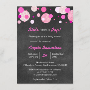 Invitation Unique PRÉPAREZ au baby shower rose de tableau