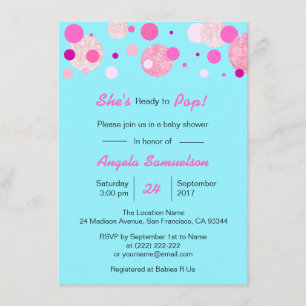 Invitation Unique PRÊT À POP Baby shower bleu neutre