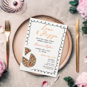 Invitation Unique Quirky Whimsical Bridal Brunch Love & Pizza