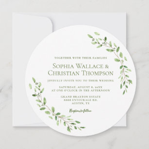 Invitation Unique Verdure Aquarelle Mariage de couronnes