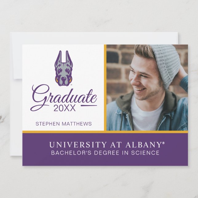 Invitation Université d'Albany Chef de la mascotte Great Dane (Devant)