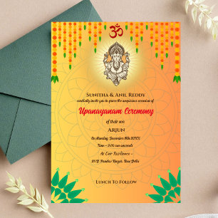 Invitation Upanayanam aka Hindu Holy Thread Janeu Cérémonie