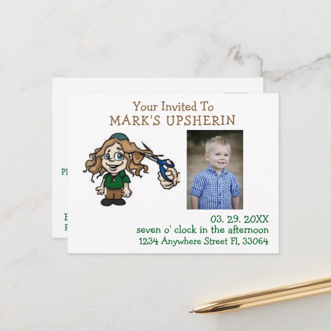 Invitation Upsherin Postcard (Devant/Arrière en situation)