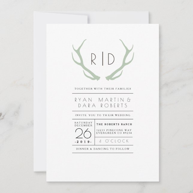 Invitation Urbain rencontre rustique | Invite de mariage (Devant)