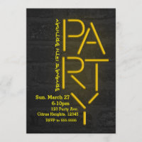 Invitation Urbaine Mur de Briques Jaune Néon Glow 