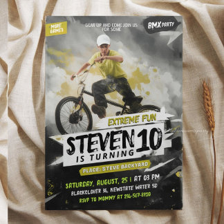 Invitation Urban Sketch BMX Birthday Party - Extreme Fun