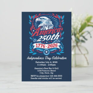 Invitation USA 250e anniversaire du 14 juillet Fête patriotiq