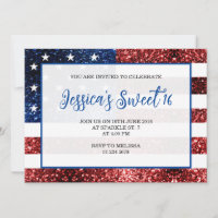 USA flag rouge bleu étincelles Sweet 16 élégant sc