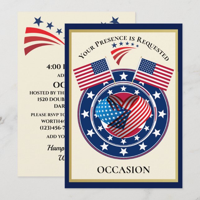 Invitation USA patriotique (Devant / Derrière)