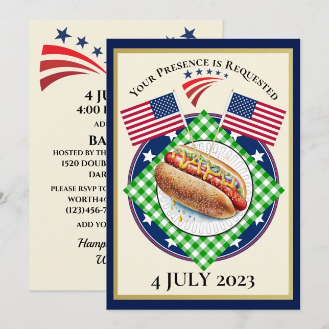 Invitation USA patriotique (Devant / Derrière)