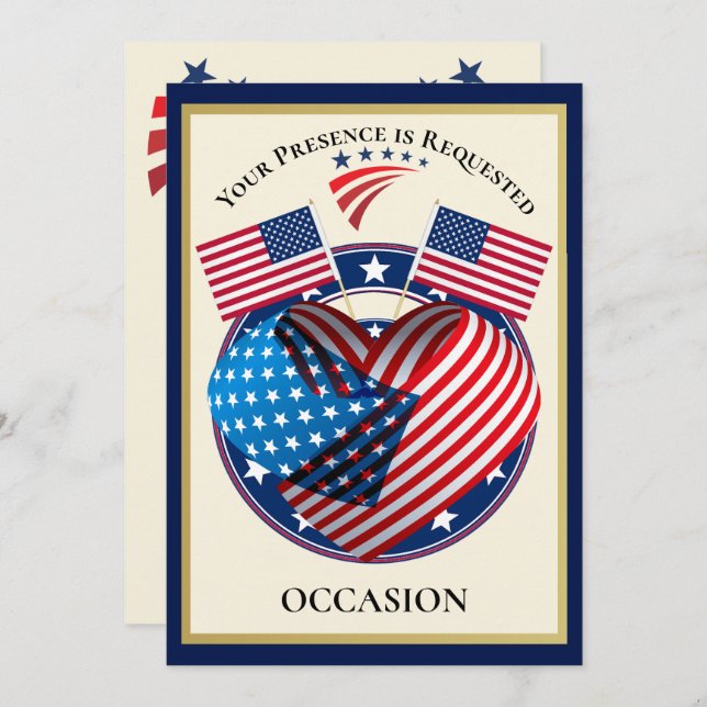 Invitation USA patriotique (Devant / Derrière)