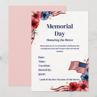 Invitation USA Rouge Blanc Bleu Patriotique